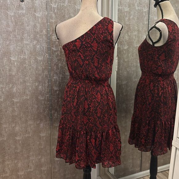 MICHAEL Michael Kors Chic One-Shoulder Red leopard print Dress, US0 - Picture 7 of 10